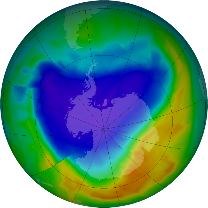 Antarctic ozone map for 03 October 2013